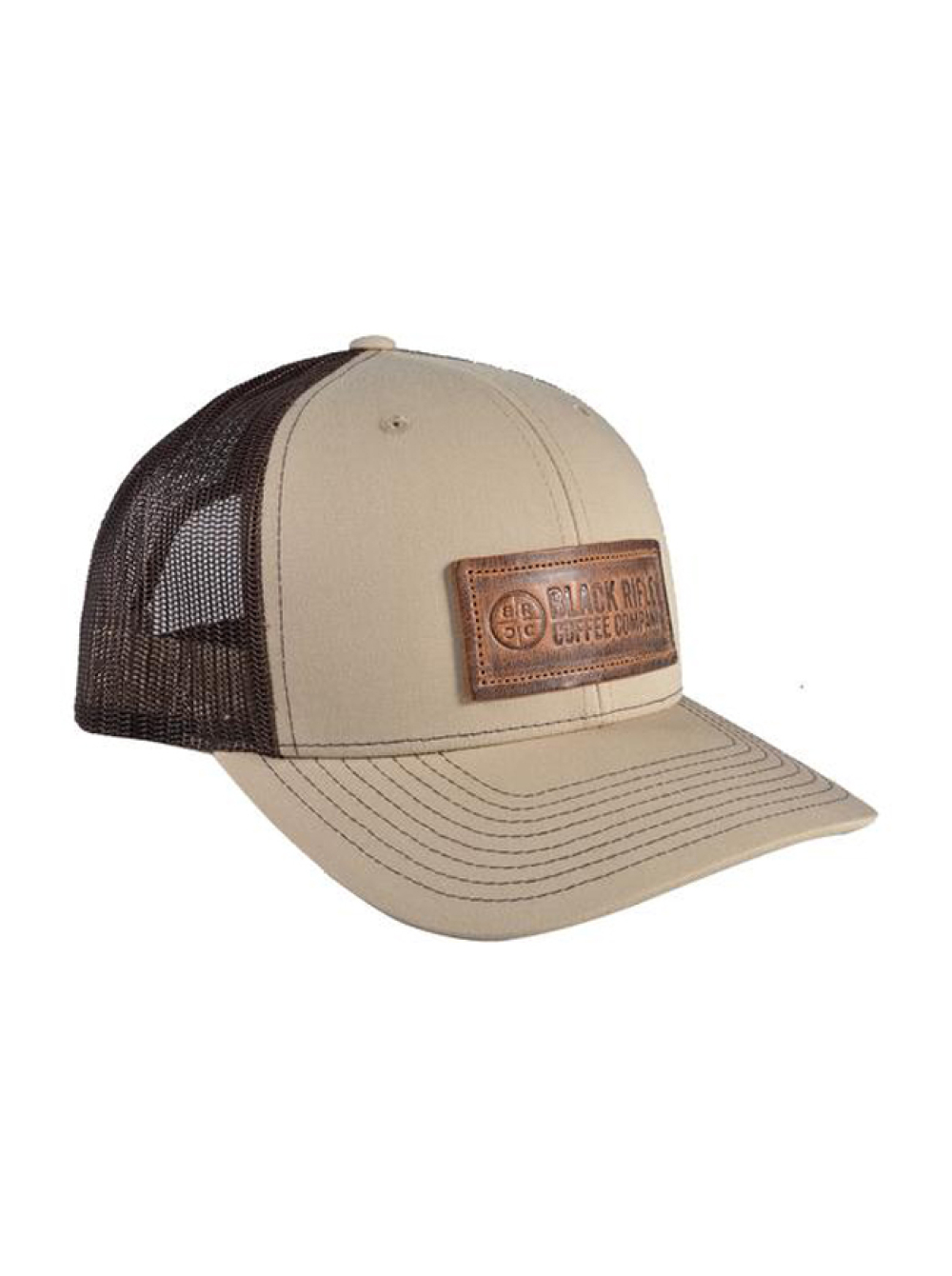 Кепка Black Rifle Coffee Company Leather Patch Trucker Hat Tan w/Brown Mesh