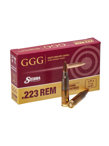 Патрон нарезной GGG .223 Rem (5.56х45) HPBT / 4.99 г, 77 gr