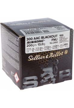 Патрон нарезной Sellier&Bellot .300 AAC Blackout (7.62x35) FMJ Subsonic / 13 г, 200 gr