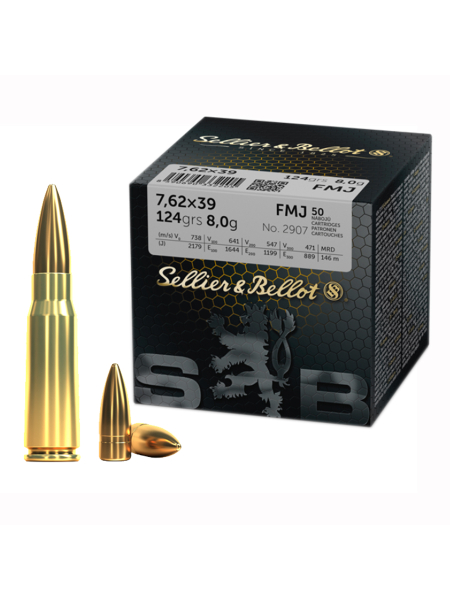 Набій нарізний Sellier&Bellot 7.62х39 FMJ / 8.04 г (124 gr)