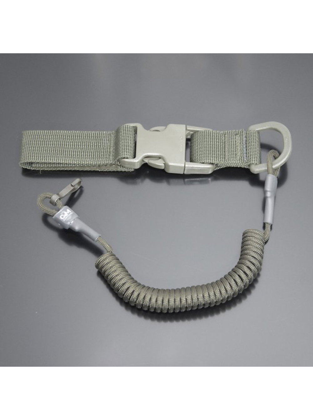 Шнур витой страховочный с креплением фастекс и карабином / цвет: олива