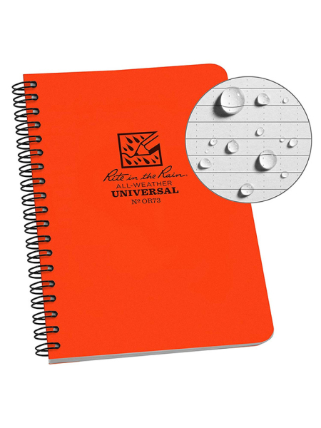 Блокнот всепогодний Rite in the Rain Side-Spiral Notebook №OR73 Orange