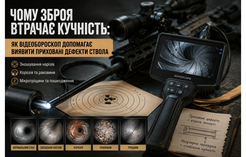 Чому зброя втрачає кучність? Перевірка ствола відеобороскопом